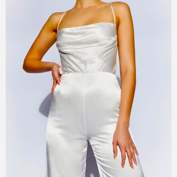 Mandie Satin Cowl Neck Jumpsuit by Meshki - Picture 4 of 12